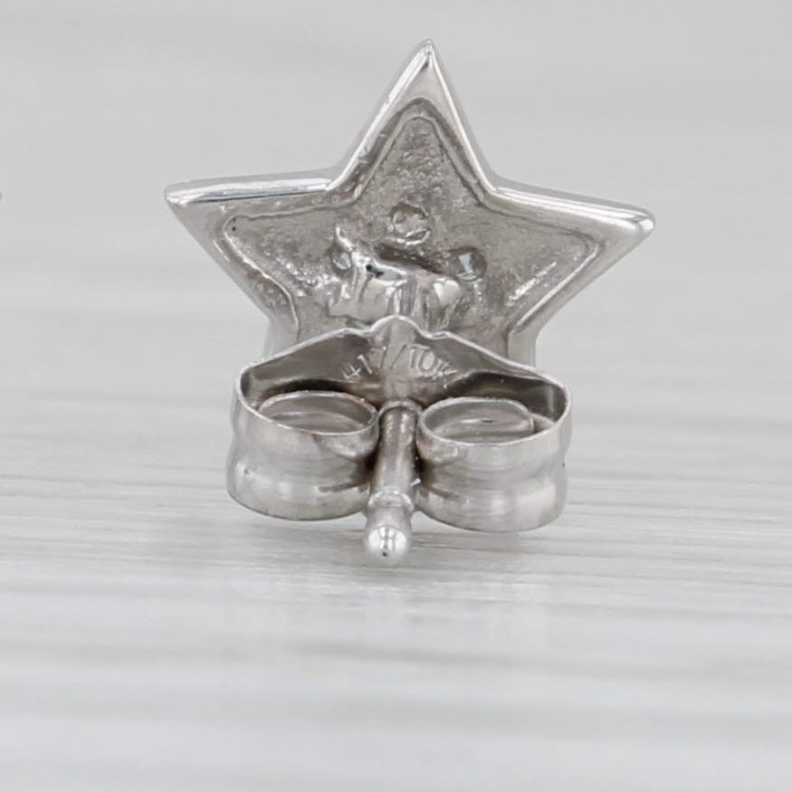 Light Gray Diamond Star Stud Earrings 10k White Gold