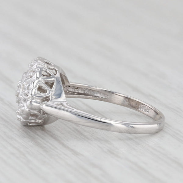 Light Gray Vintage Diamond Princess Ring 14k White Gold Size 5.5 Heart Accents