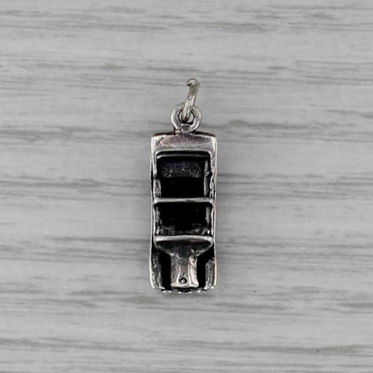 Vintage Old Timey Car Charm Sterling Silver 3D Wheels Move Pendant