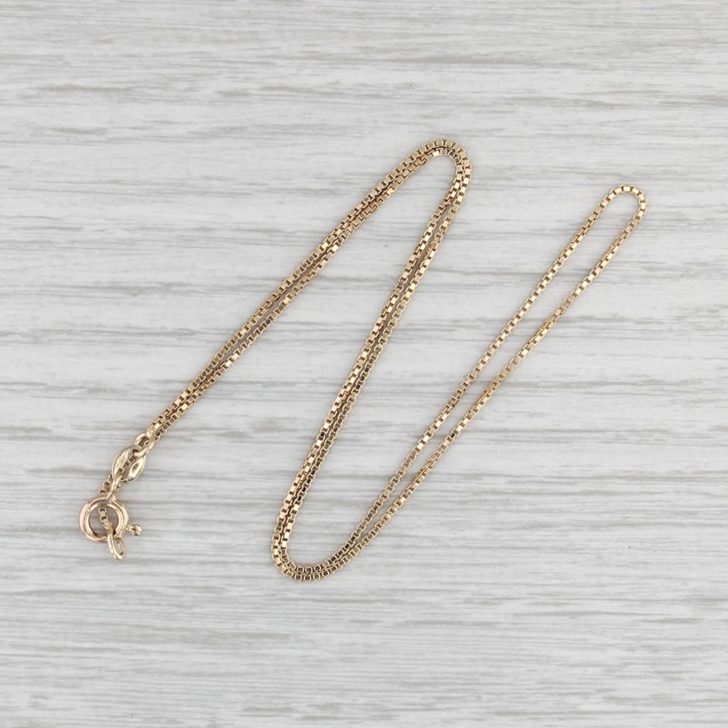 Box Chain Necklace 14k Yellow Gold 15.25" 1.1mm