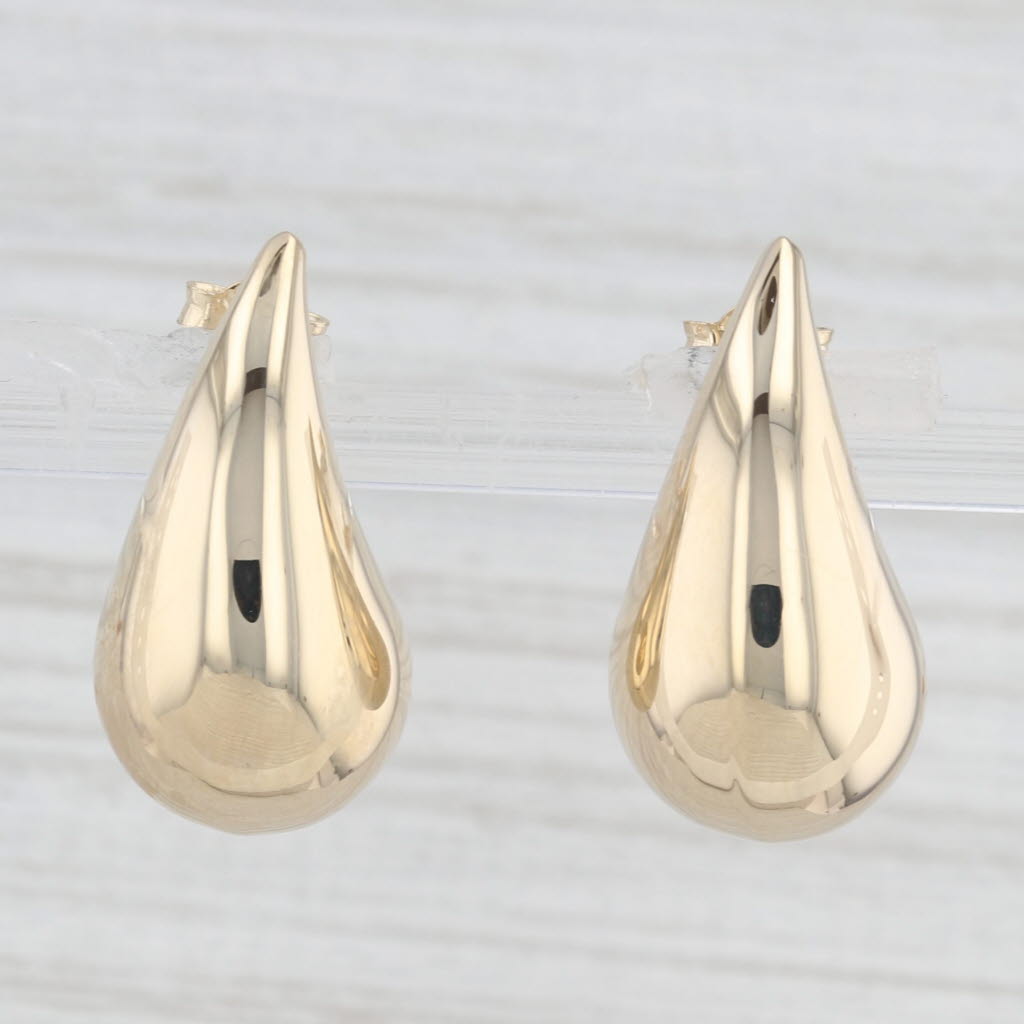 Light Gray New Teardrop Paisley Stud Earrings 14k Yellow Gold