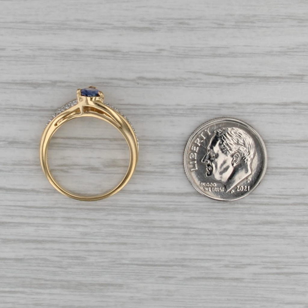 1.35ctw Pear Tanzanite Pave Diamond Ring 18k Yellow Gold Size 7