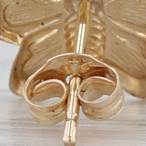 Blue White Enamel Butterfly Stud Earrings 14k Yellow Gold Small Studs