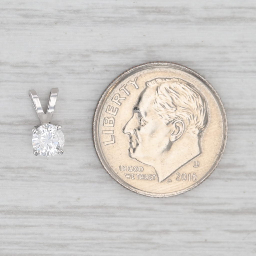 New Small 0.25ct Diamond Solitaire Pendant 14k White Gold Round Brilliant Cut