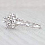 0.86ctw Round Diamond Cluster Ring 14k White Gold Size 7.5 Engagement Cocktail