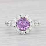 Light Gray 3.14ctw Pink Sapphire Diamond Halo Ring 14k White Gold Size 6 Christopher