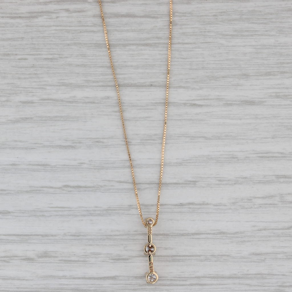 Gray 0.25ctw Diamond 3-Stone Journey Pendant Necklace 14k Yellow Gold 17" Box Chain