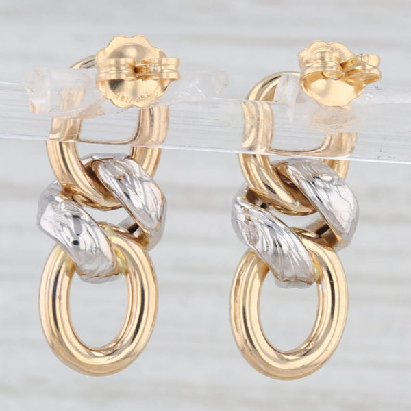 Knot Dangle Earrings 18k Yellow White Gold Pierced Drops