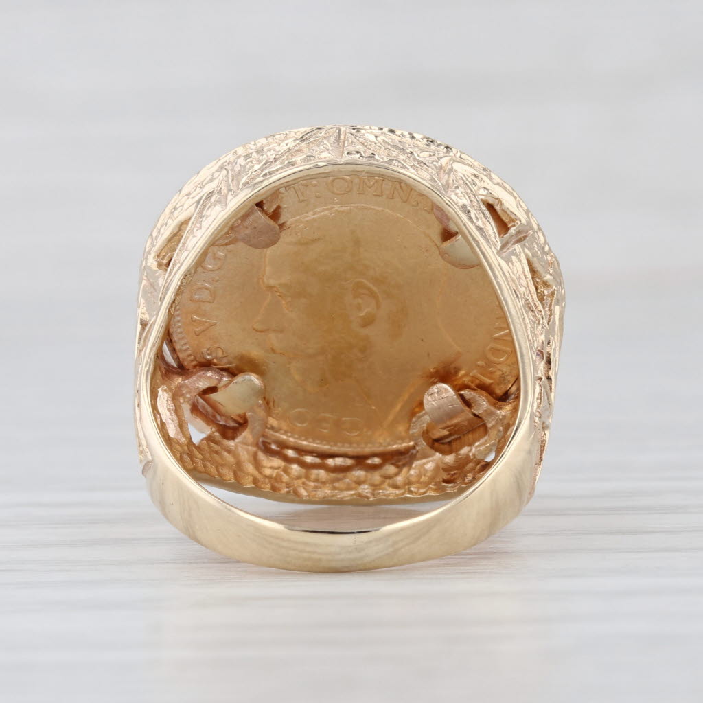 1/2 Sovereign Coin Signet Ring 9k 22k Gold 1925 Saint George Slaying Dragon