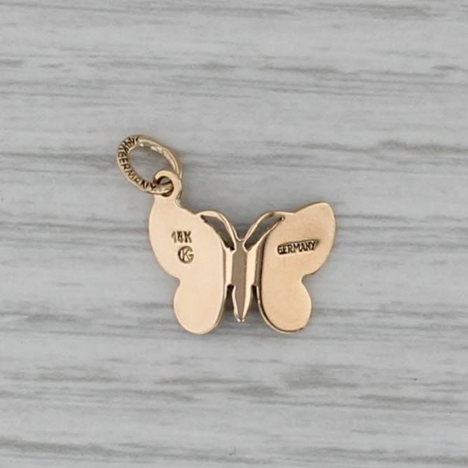 Vintage Enamel Butterfly Charm 14k Yellow Gold Germany Pendant