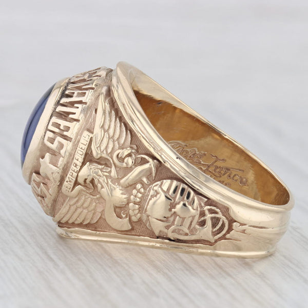 Lab Created Sapphire United States Marine Corp Ring 14k Gold Size 12 US Military