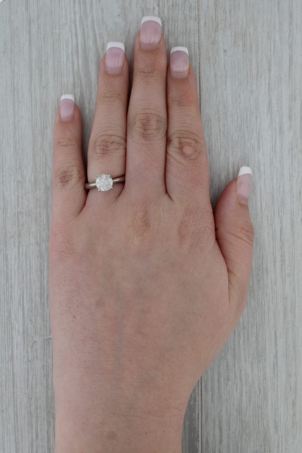 1.50ct Round Diamond Solitaire Engagement Ring 14k White Gold Size 6.75