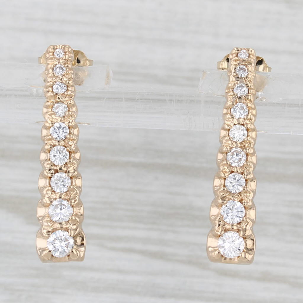 Light Gray 0.46ctw Graduated Diamond Journey Earrings 14k Yellow Gold Drops