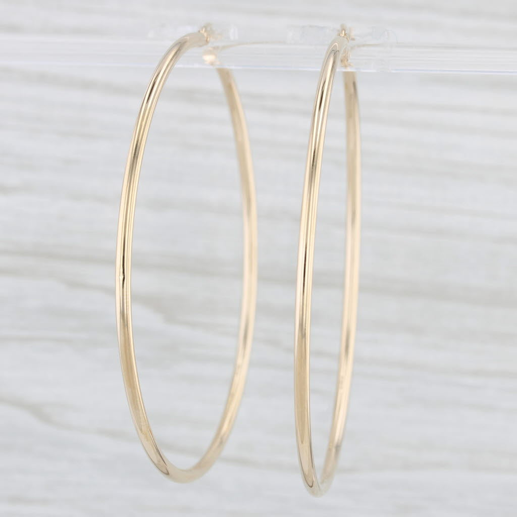 Light Gray Large Round Hoop Earrings 14k Yellow Gold Snap Top Hoops