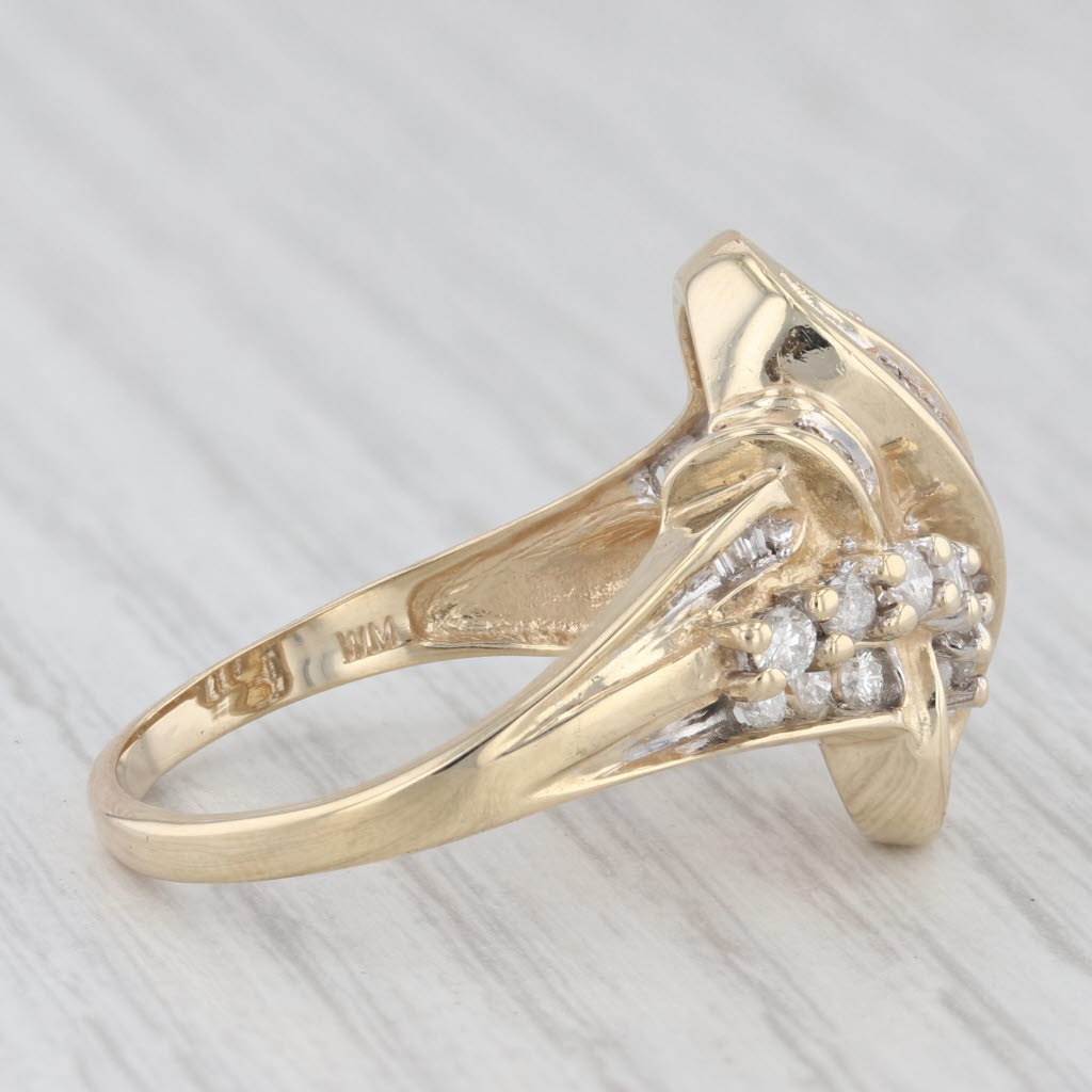 Light Gray 0.85ctw Diamond Bypass Ring 14k Yellow Gold Size 10.75