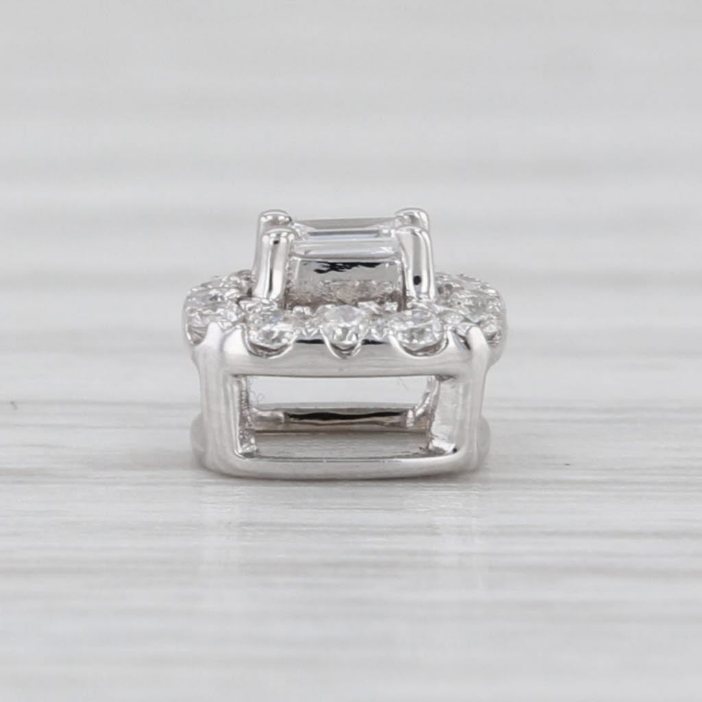 0.12ctw Diamond Pendant 14k White Gold Floating Small Drop