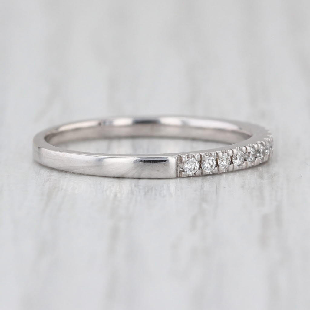 0.14ctw Diamond Wedding Anniversary Band 14k White Gold Size 7.5 Stackable Ring