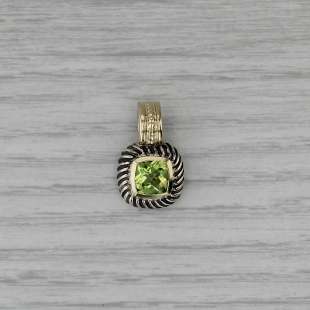 David Yurman Albion 1.90ct Peridot Solitaire Pendant Sterling Silver 14k Gold
