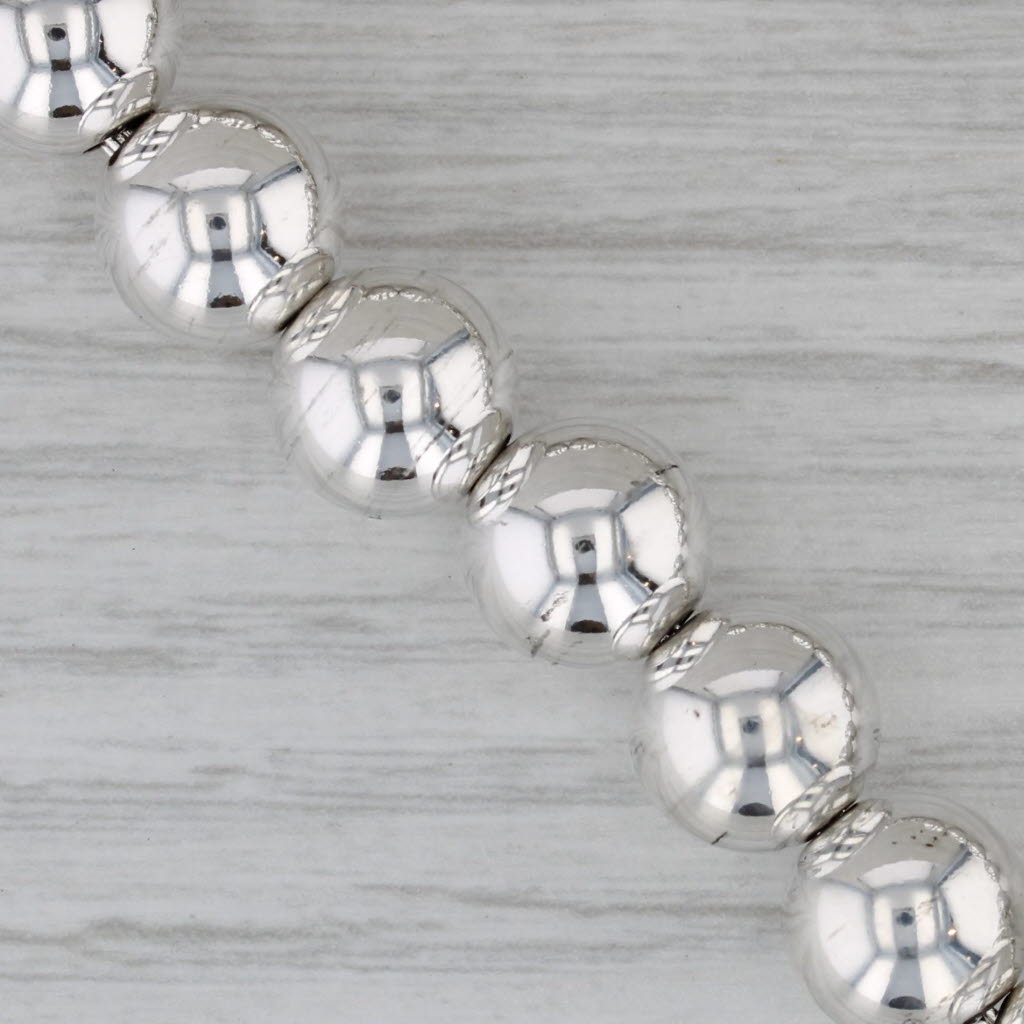 Gray Tiffany & Co Bead Bracelet w/ Pouch Sterling Silver 6.5" 9.7mm