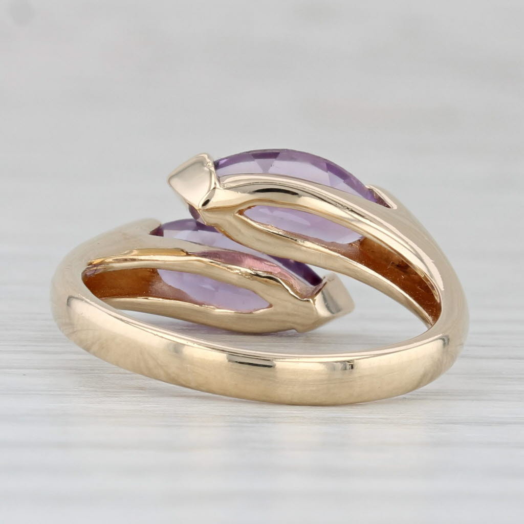 Light Gray 2.23ctw Amethyst Bypass Ring 14k Yellow Gold Size 7 Adjustable