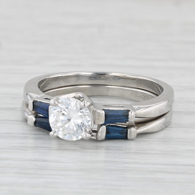 1.17ctw Round Diamond Engagement Ring Wedding Band Guard Platinum Size 7.5 GIA