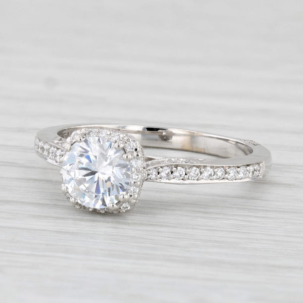 New Tacori Semi Mount Halo Engagement Ring 18k White Gold Diamond Certificate