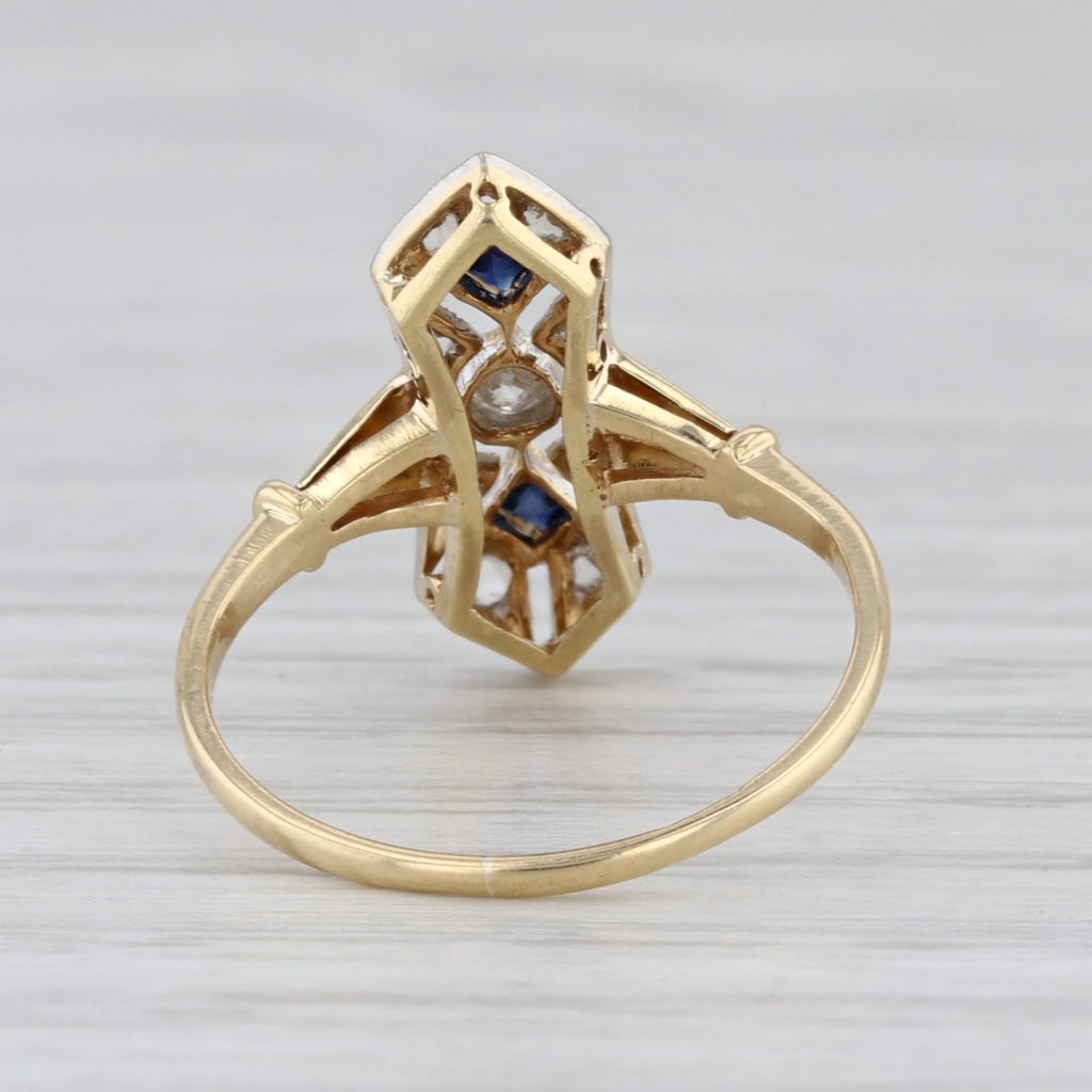 Art Deco 0.11ctw Diamond Lab Created Ring 18k Gold Platinum Size 5.75