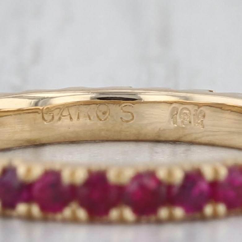 0.90ctw Natural Lab Grown Ruby Sapphire Eternity Ring 18k Gold Stackable Band