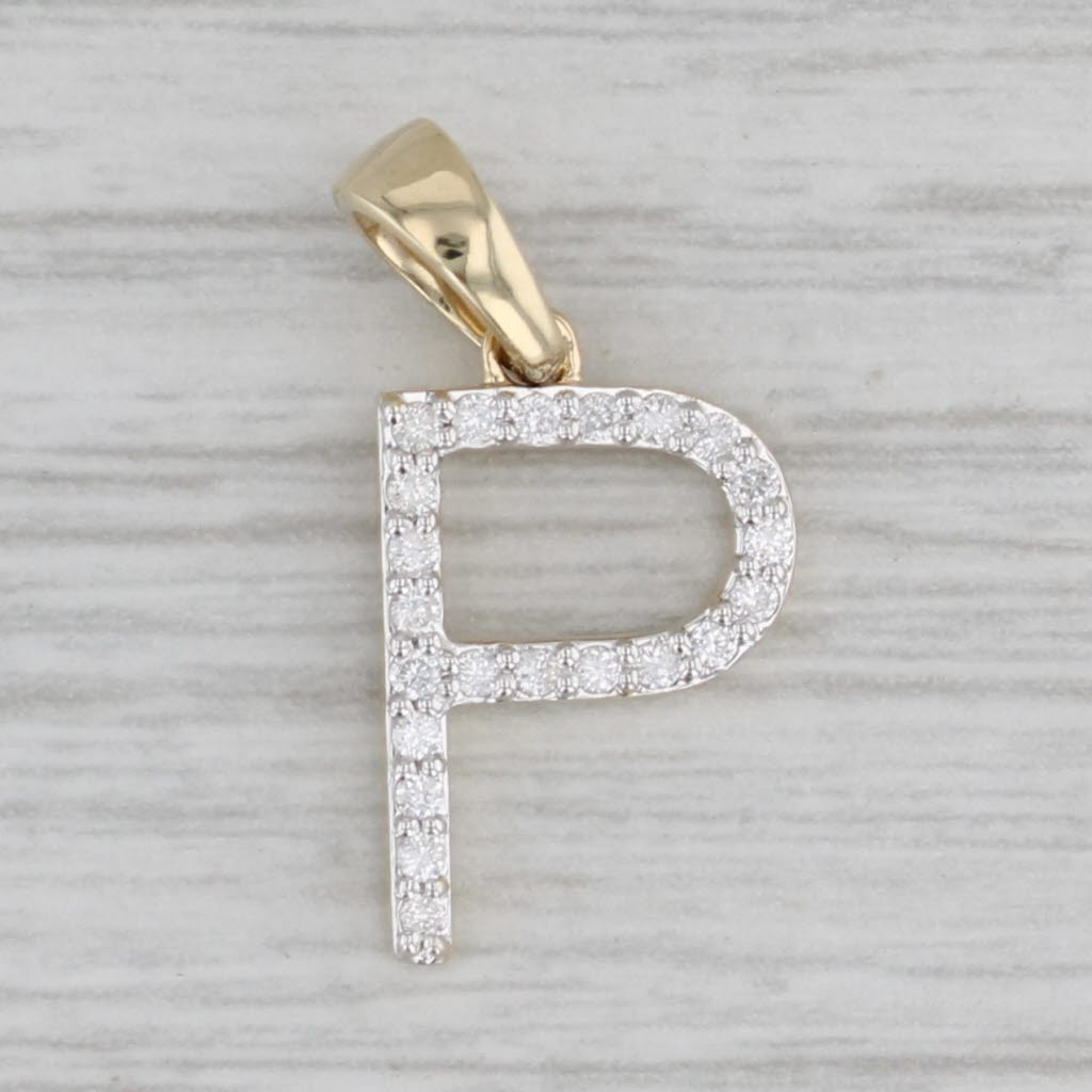 Gray New 0.12ctw Diamond Letter Initial "P" Pendant 10k Yellow Gold