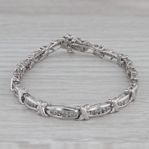 Dark Gray 0.75ctw Diamond Tennis Bracelet 10k White Gold 6.75" 4.6mm