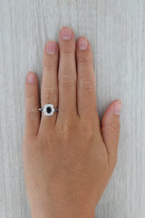 Gray New Beverley K 1.30ctw Sapphire Diamond Halo Ring 14k Gold Engagement Size 6.75