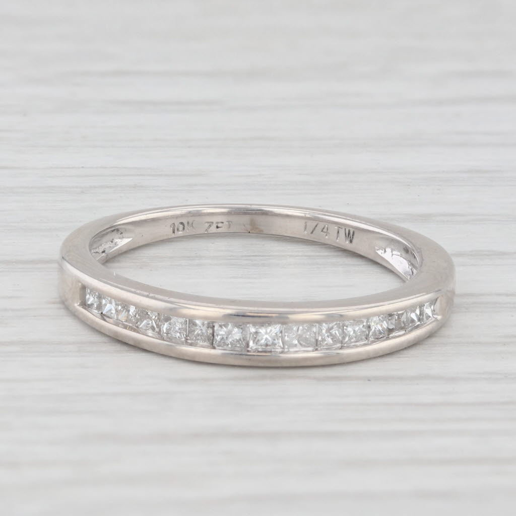 Light Gray 0.27ctw Diamond Wedding Band 10k White Gold Size 6 Stackable Ring