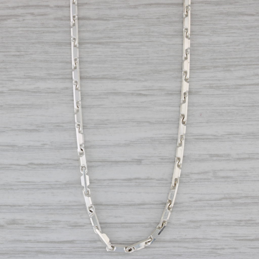 Gray Barley Corn Chain Necklace Sterling Silver 20" 2.5mm