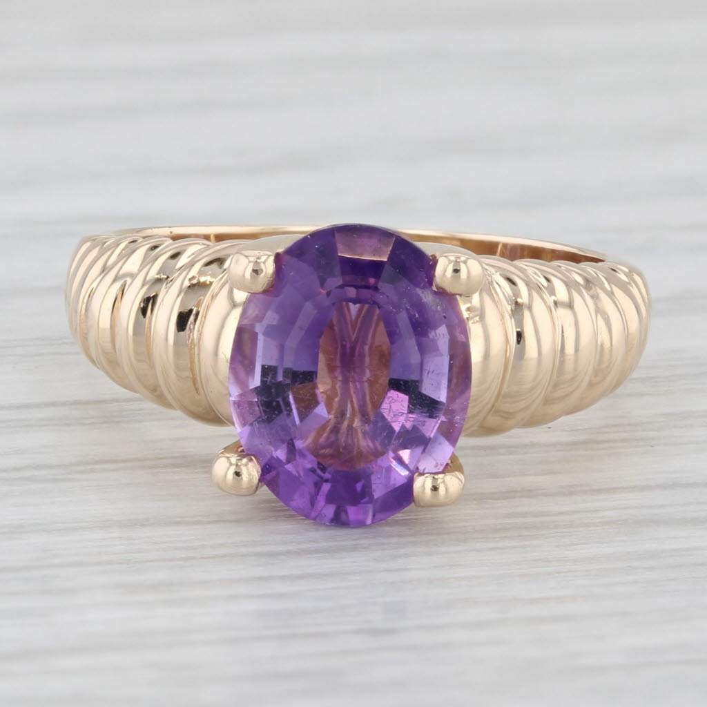 Light Gray 2.50ct Oval Solitaire Amethyst Ring 14k Yellow Gold Size 6.25