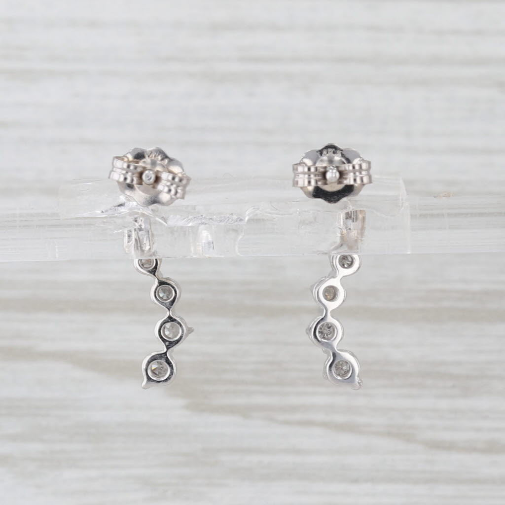 0.20ctw Graduated Diamond Journey Earrings 10k White Gold Drops
