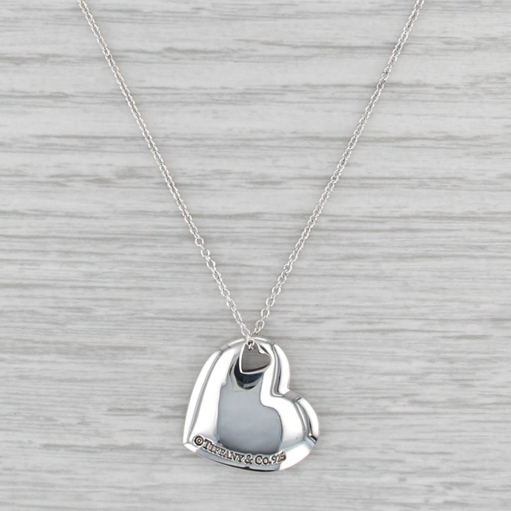 Tiffany & Co Double Love Pendant on Non-Tiffany Chain Sterling Silver w/ Pouch
