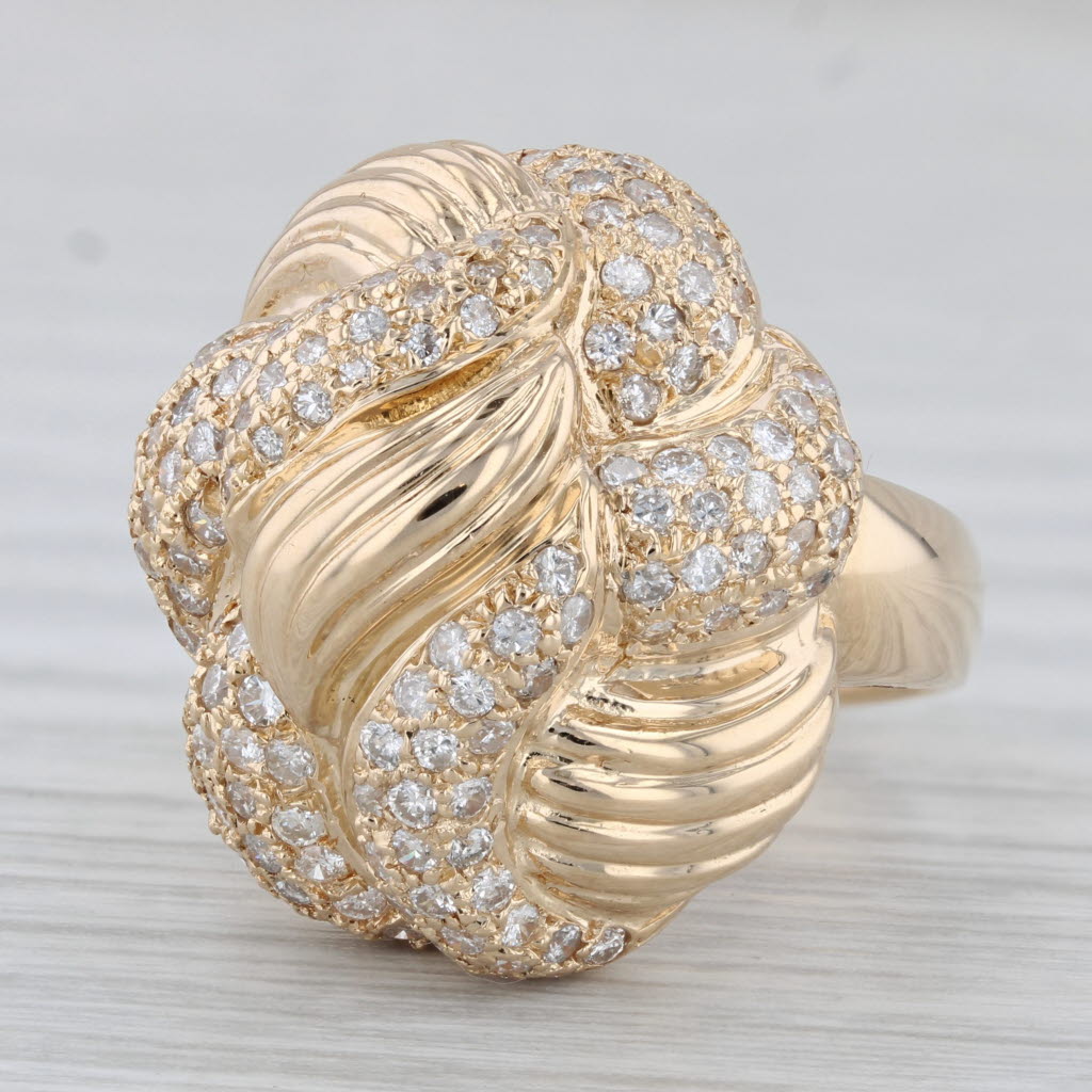 Gray 1.25ctw Diamond Knot Ring 14k Yellow Gold Size 6.75 Cocktail