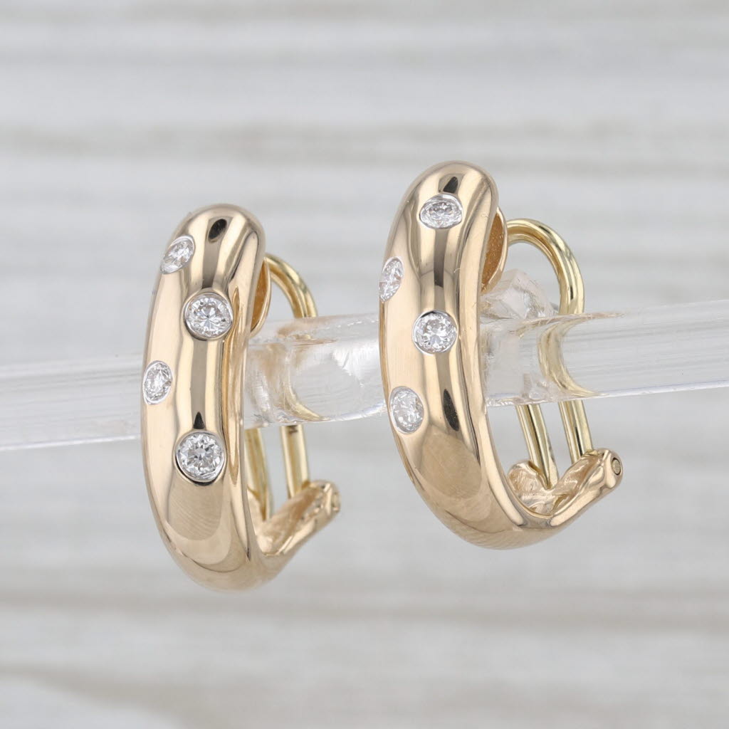 0.25ctw Diamond Dots J-Hook Earrings 14k Yellow Gold Omega Backs