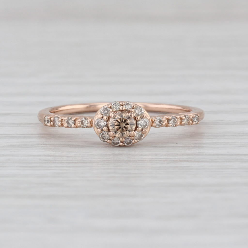 Le Vian 0.28ctw Champagne Diamond Halo Ring 14k Rose Gold Size 7 Engagement