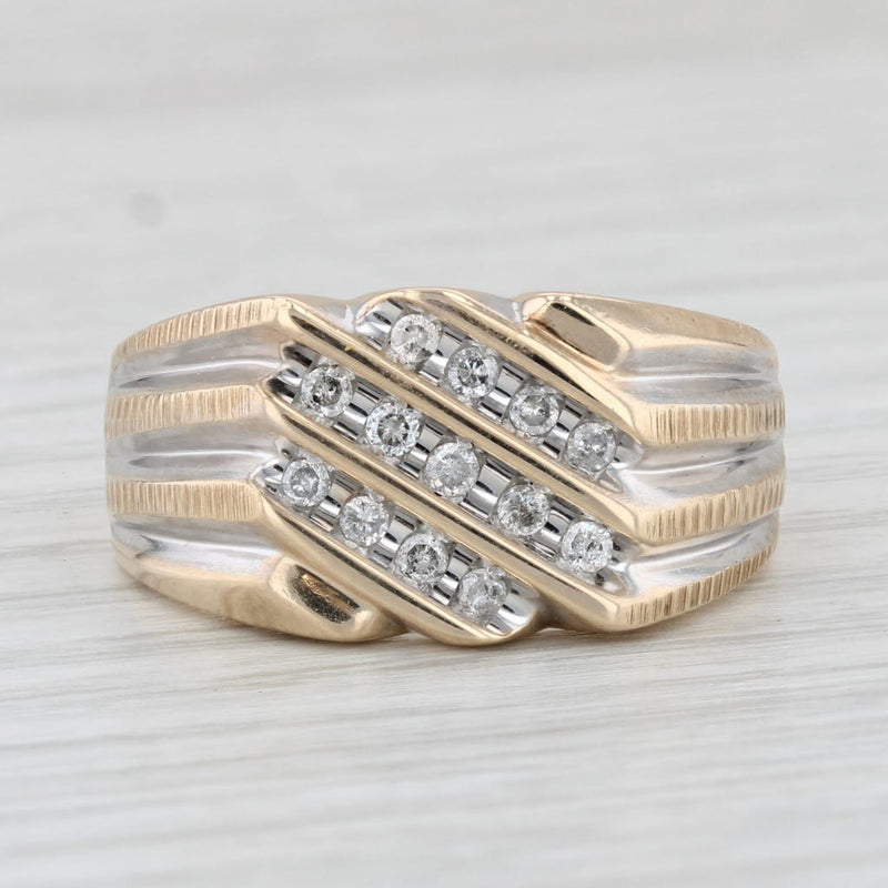 Light Gray 0.20ctw Men's Diamond Ring 10k Yellow White Gold Size 10.75