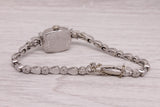 Gray Vintage Bulova 23 Ladies14k White Gold & Diamond Cocktail Wrist Watch Serviced