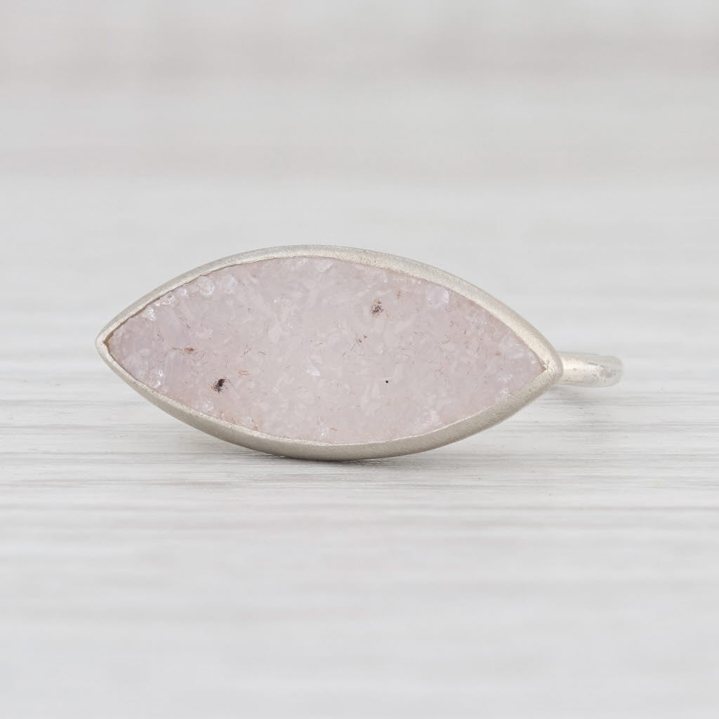 New Nina Wynn Ring Druzy White Quartz Sterling Silver Size 7 Statement