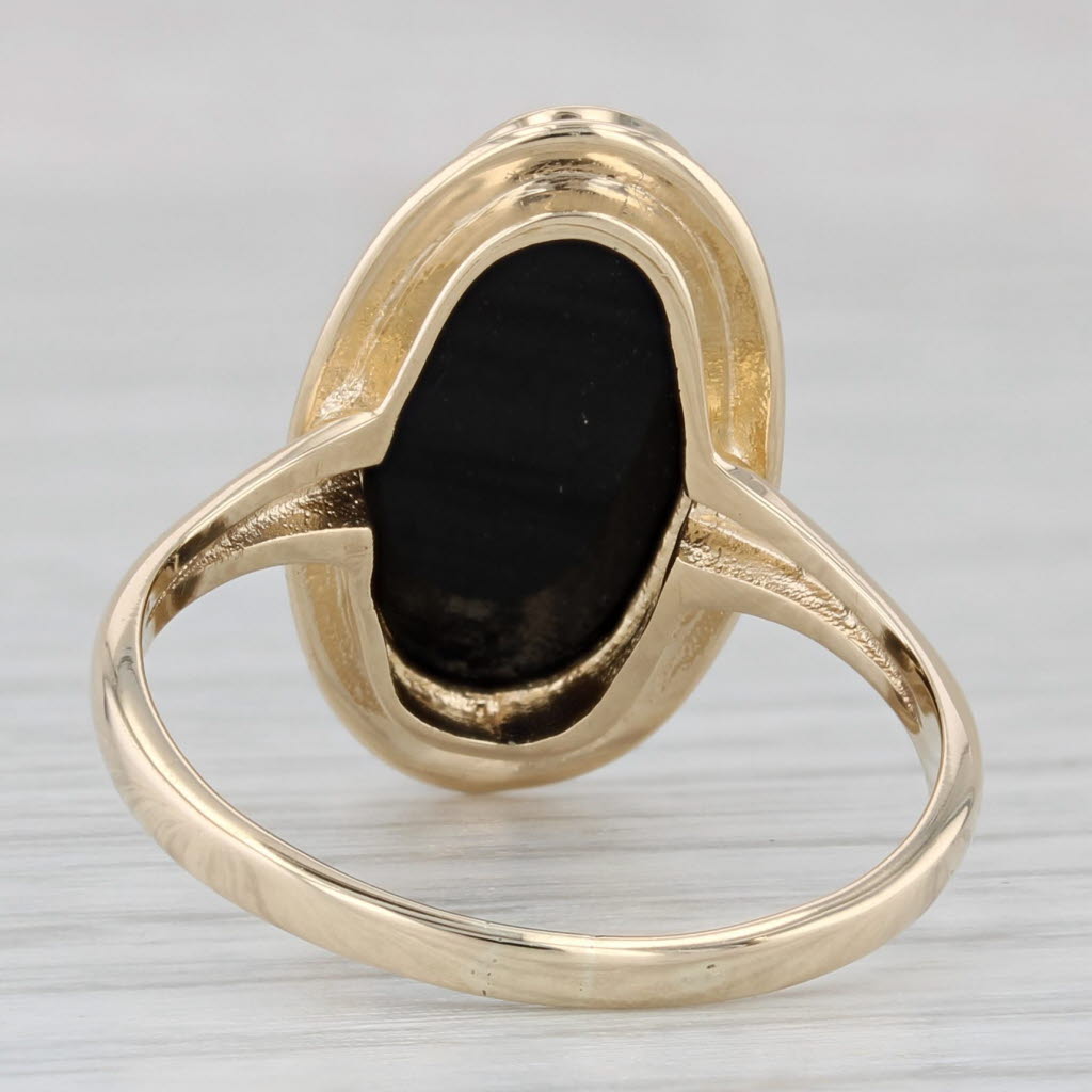 Gray Oval Onyx Solitaire Ring 10k Yellow Gold Size 8