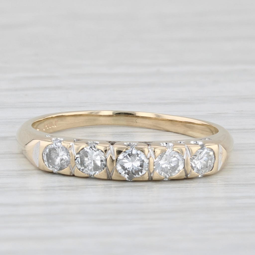 Light Gray 0.50ctw Diamond Wedding Band 14k Yellow Gold Stackable Anniversary Ring Sz 6.75