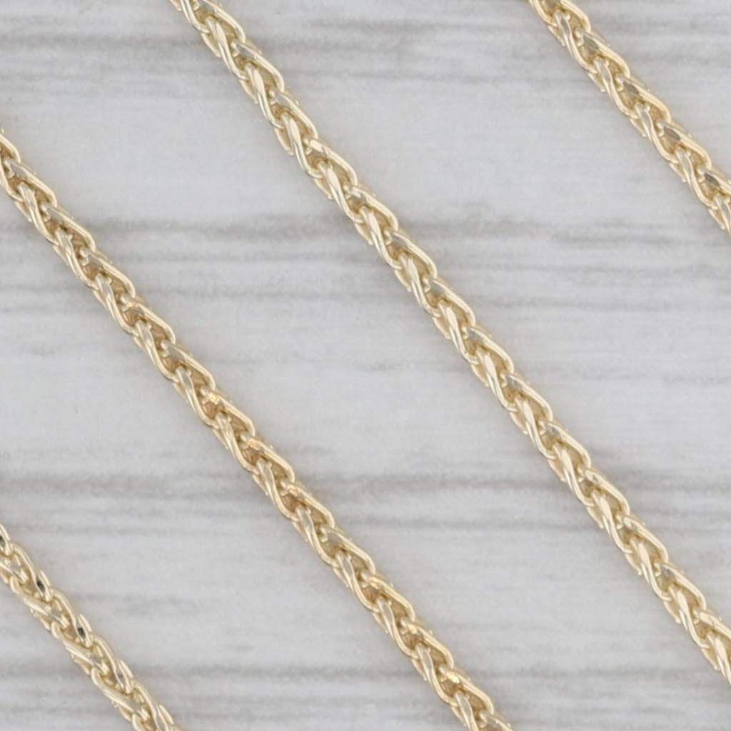 Gray Wheat Chain Necklace 18" 1.2mm 14k Yellow Gold Lobster Clasp