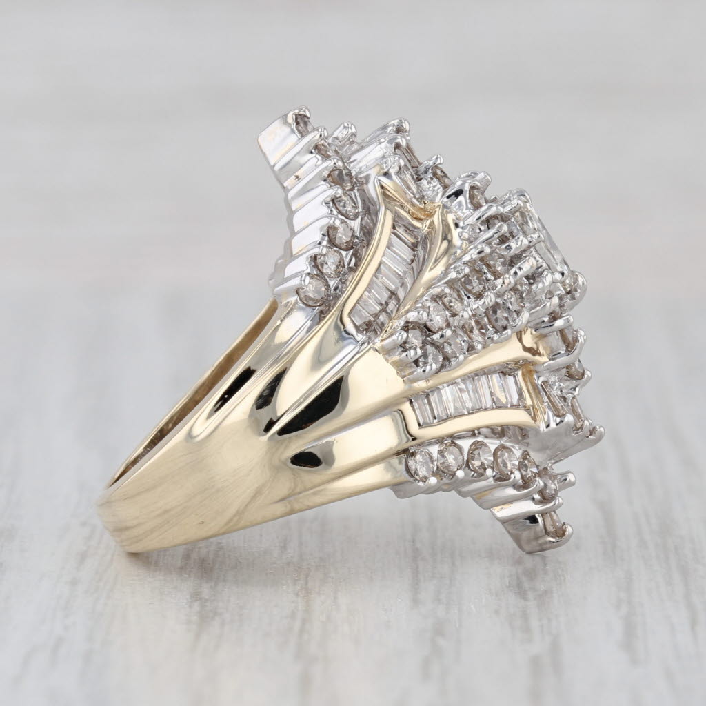 2.68ctw Diamond Cocktail Cluster Ring 14k Yellwo White Gold Size 7.25
