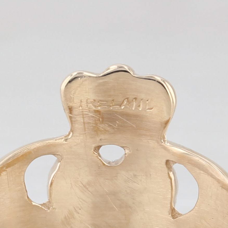 Light Gray Irish Claddagh Ring 14k Yellow Gold Made in Ireland Size 7.25