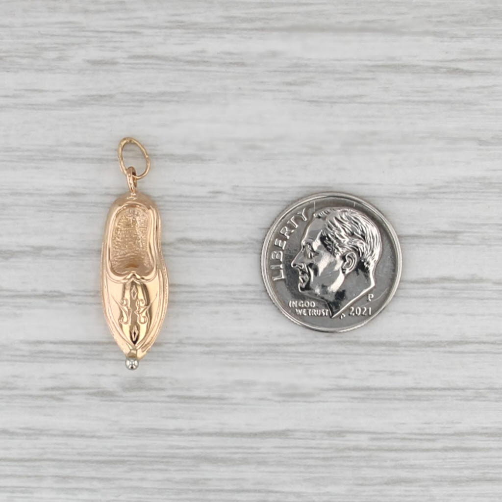 Vintage Monoco Shoe Slipper Pendant 18k Yellow Gold Charm