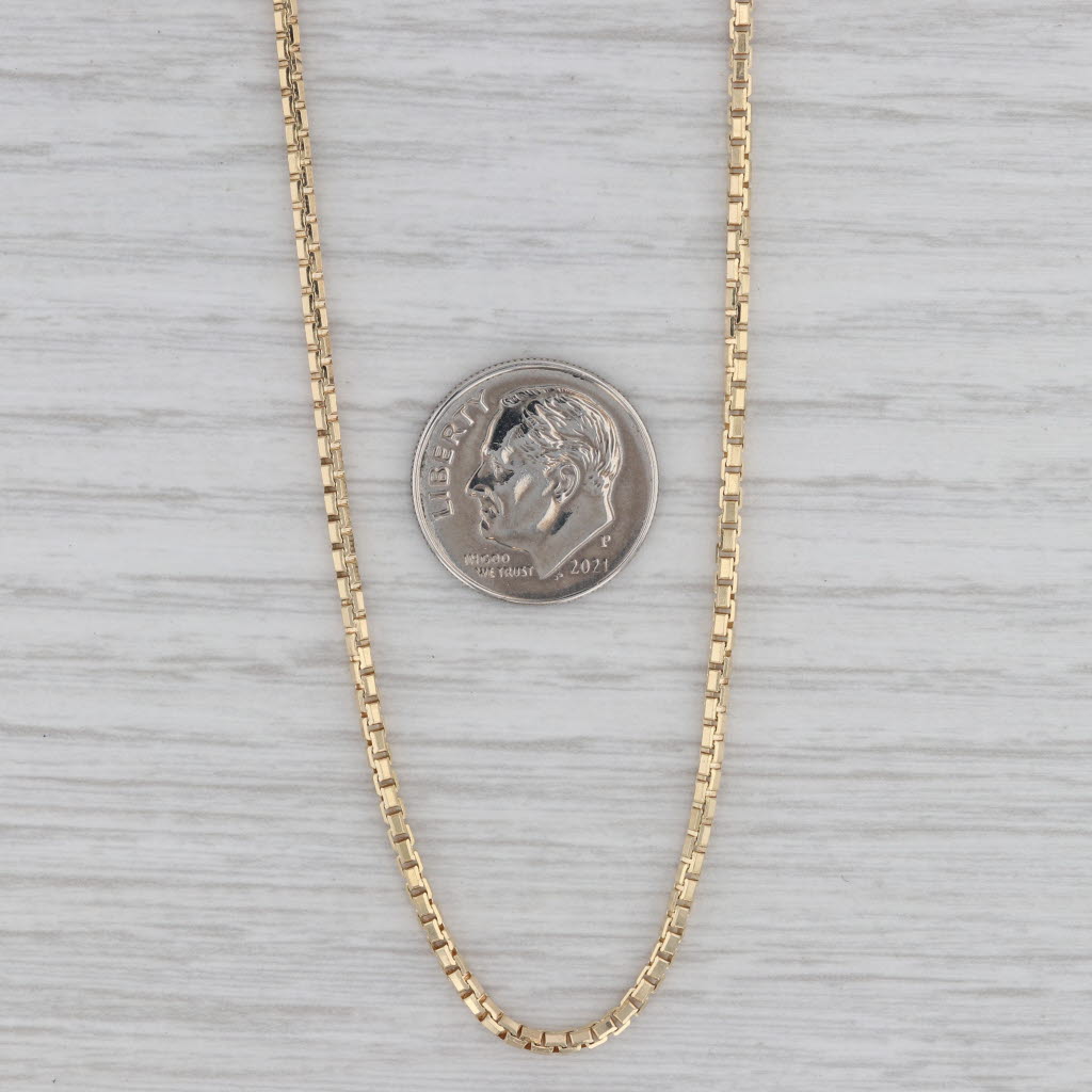 Gray Round Box Chain Necklace 14k Yellow Gold 24" 1.6mm