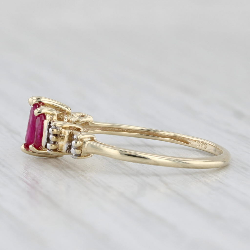 Light Gray 0.22ctw Marquise 3-Stone Ruby Diamond Ring 10k Yellow Gold Size 6